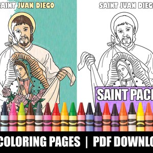 12 pagine da colorare cattoliche di santi - pacchetto n. 5 / formato lettera per la creatività dei bambini / pagine da colorare stampabili / santi cattolici