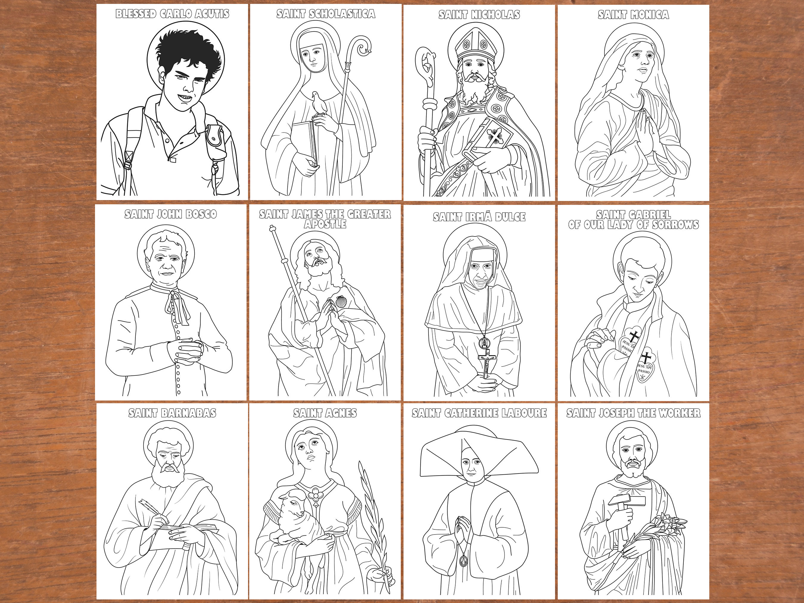12 Dibujos Católicos para colorear de Santos - Pack #1 / formato carta ...
