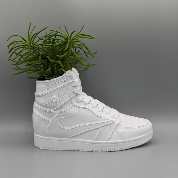 AJ1 Travis Planter - Matte White (3D Printed) - Sneaker Planter - Plant Pot