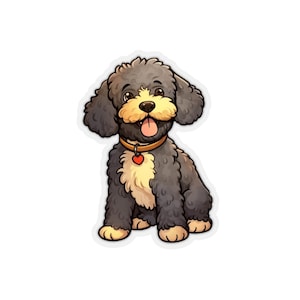 Spanish Water Dog Sticker Black, Gold, White