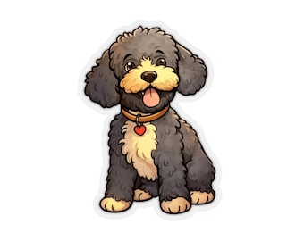 Spanish Water Dog Sticker Black, Gold, White