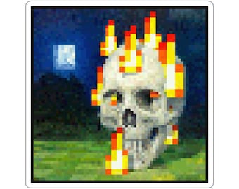 Minecraft Burning Skull Kiss-Cut Sticker