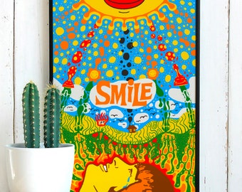 BEACH BOYS POSTER - “smile” - Vintage Dopamine Art Print, Gallery