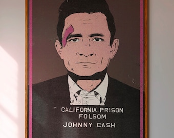 JOHNNY CASH MUGSHOT - Pop Art, Vintage Art Print, Gallery Wall Art, Dopamine Home Wall Decor, Trendy Eclectic Minimalist Poster