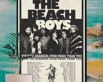 BEACH BOYS POSTER - “Sail On Sailor Tour” - Vintage Art Print, Gallery Wall Art, Home Wall Decor, Trendy Colorful Minimalist Eclectic Poster