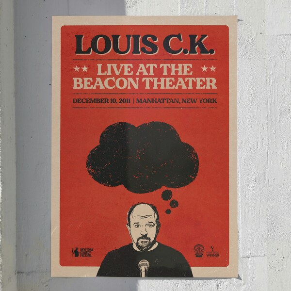 LOUIS CK POSTER - „Live at the Beacon Theater“ Vintage Kunstdruck, Galerie Wandkunst, Haus Wanddekoration, Trendy Bunt Minimalistisch