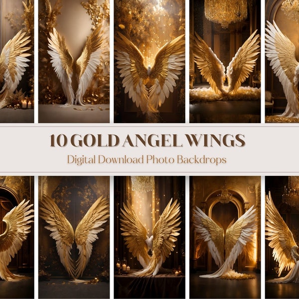 Realistic Extra Large Golden Angel Wings  Rustic Palace Lighting Feathers Photo Shoot Halloween Pregnancy Glamour Digital Download