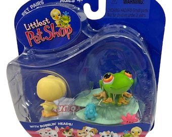 NOS 2004 Littlest Pet Shop Duck & Frog Prince Lily Pad Pet Pairs 50 51 Bobble