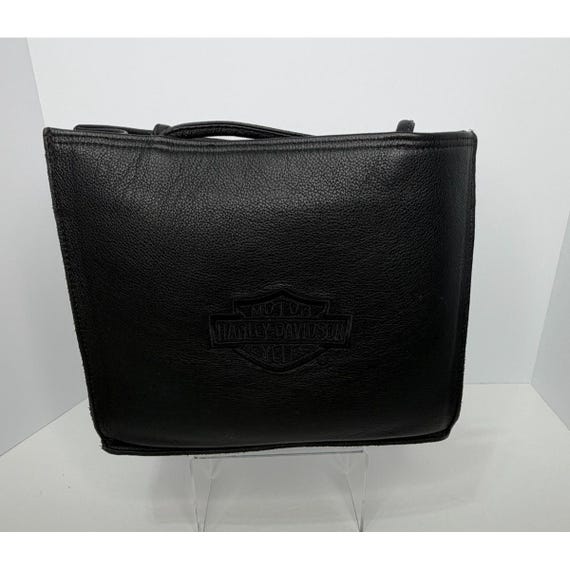 Vintage Harley Davidson Black Embroidered Logo Leather Shoulder