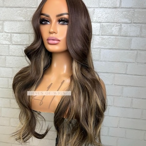 22” Chocolate brown honey blond blend soft waves