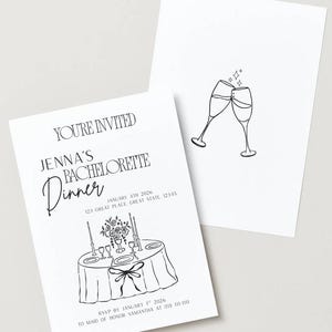 faire-part de dîner d'enterrement de vie de jeune fille | Modèle de toile modifiable | Invitation élégante de dîner de mariée
