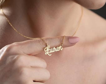 Collier prénom personnalisé : argent sterling 925, plaqué or 14 carats,
