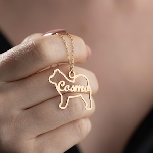 Custom Dog Name Necklace, 925 Silver, 14K Gold Plated Pet Pendant, Personalized Dog Jewelry Gift, Gold Silver Rose Gold Name Necklace