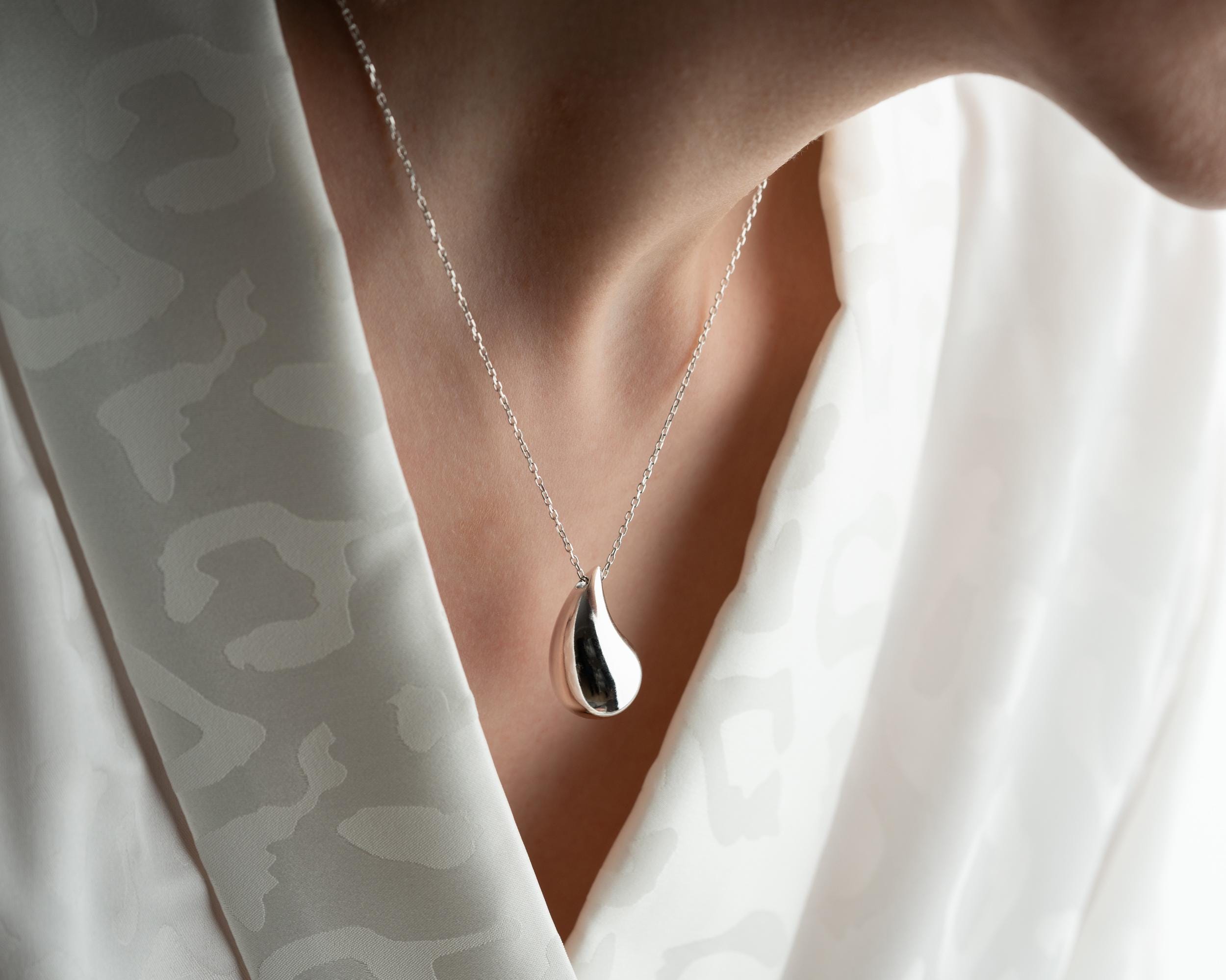Silver Droplet Necklace - Etsy