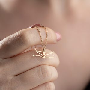 Yoga Pose Necklace, 925 Silver 14K Gold Plated Jewelry, Minimalist Meditating Woman Pendant, Gift for Yogi, Zen Inspired Necklace