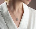 Sterling Silver Four-Leaf Clover Necklace: Zircon Heart Pendant, product logo
