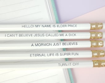 Book of Mormon Musical Pencil Set: Funny Quotes Hand-stamped