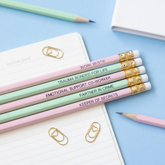 Work Bestie Pencils Set: Funny Colleague, Co-Worker Leaving Gift,