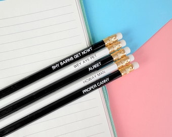 Geordie Phrases Pencil Set: Newcastle Gift