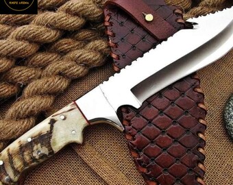 Handmade Carbon steel Bowie Knife, Skinner Knife, Camping Knife, Gut Hook Knife, Hunting Knife, Christmas Gift, Best Outdoor Tool