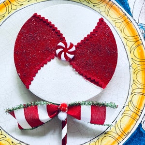 Christmas glitter peppermint lollipop attachment