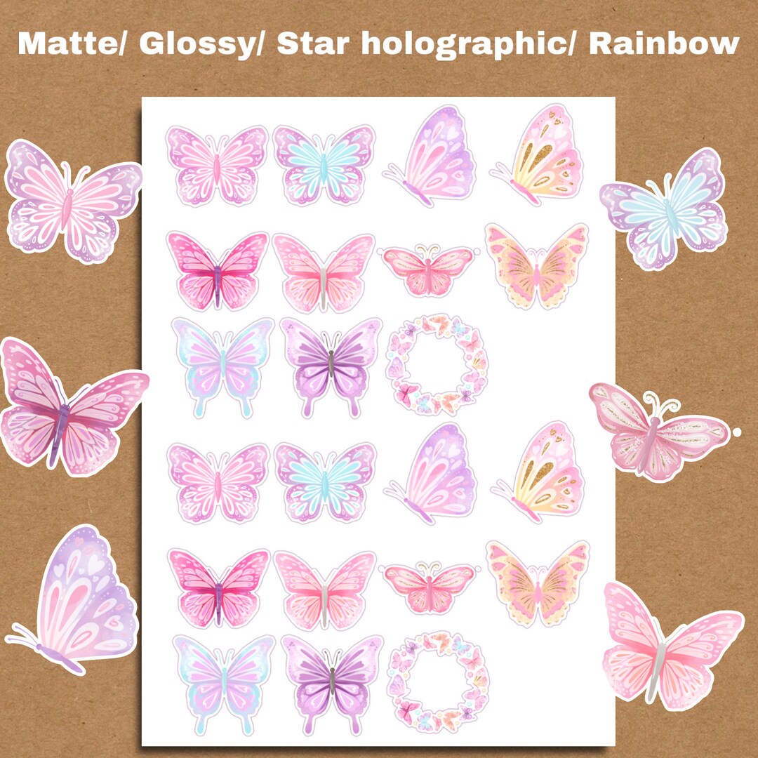 24 Aesthetic Butterfly Stickers Pack Kawaii Cute Decoration Etsy