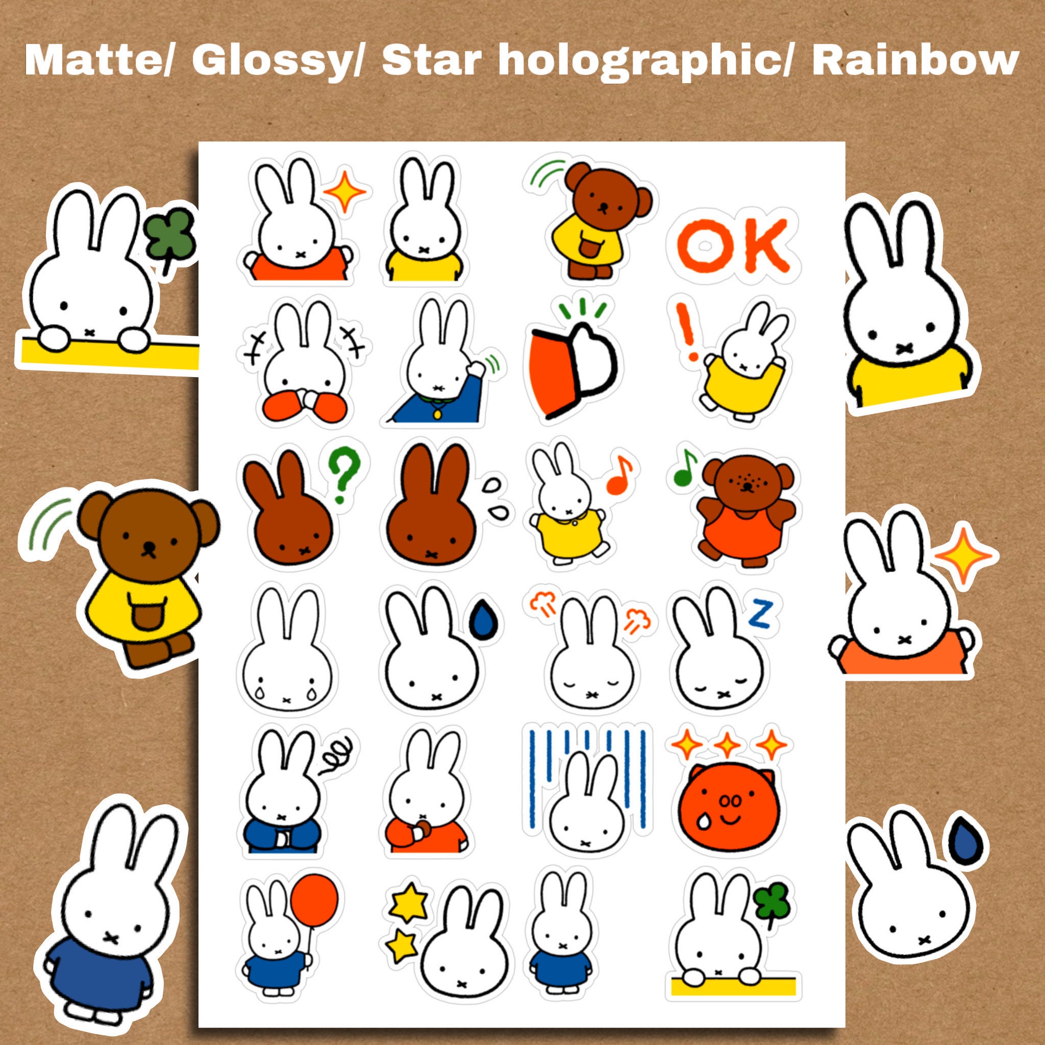 24 Miffy Stickers Pack Kawaii Cute Decoration Adorable Cuties Gift for  Girlfriend Mom Grandma Emoji Mood Pretty Planner Sticker 
