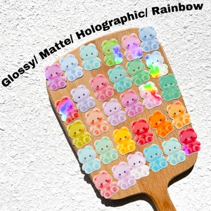 Rainbow gummy bear stickers pack - Chibi aesthetic decoration - Kawaii cute deco - Gift for cartoon lover - Gift for her girlfriend