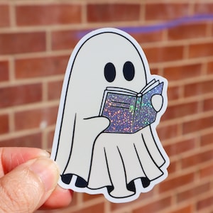 Ghost holding books sticker - Cute book sticker - Kindle sticker - Smut sticker - Reading love - Bookish gift - E reader gift - Book lovers