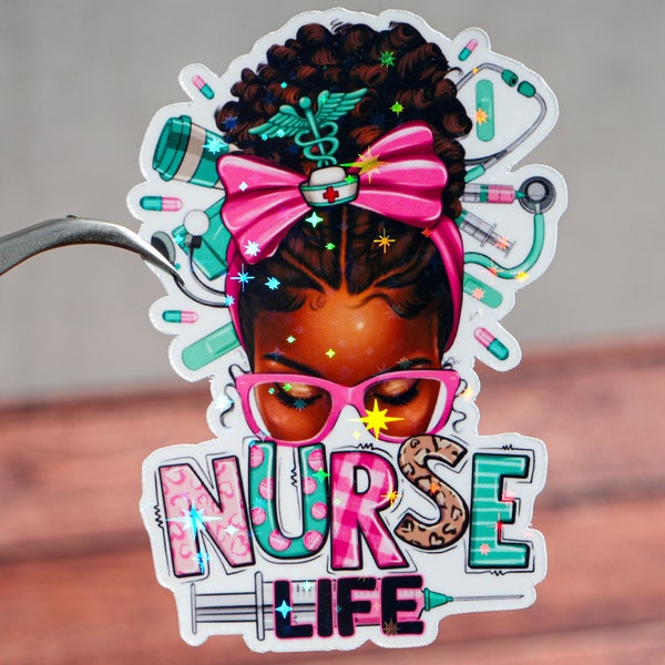 Nurse sticker, Messy bun nurse vinyl, Nursing students scrub life decoration, Expected new nurse graduation gift, Stethoscope healthcare