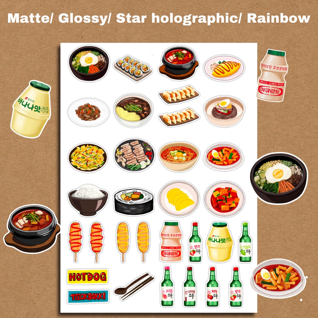 32 Korean Food Stickers Pack Gift for Foodie Kpop Decoration Hot Dog