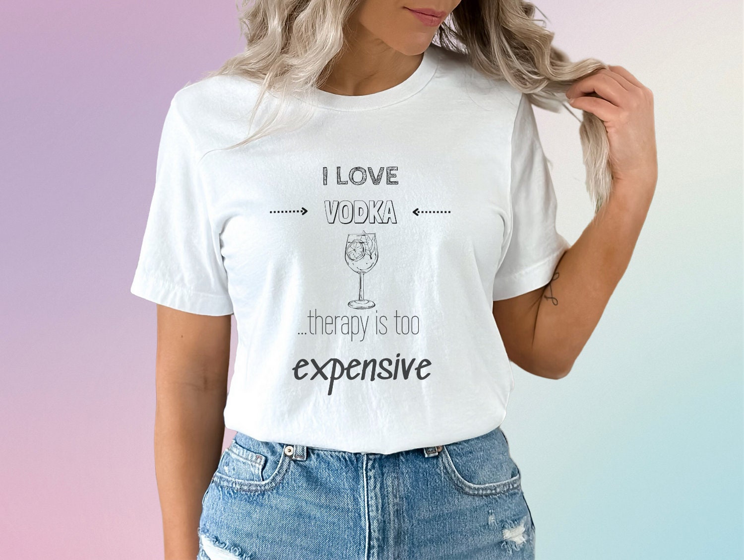 I Love Vodka Therapy is Too Expensive Drinking Shirt 