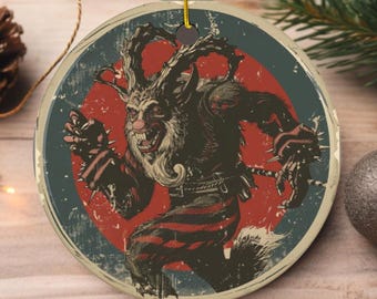 Mid Century Krampus Ornament | Retro Flat Christmas Decoration | Naughty List Holiday Gift | Vintage Style | Perfect Gift for Krampusnacht