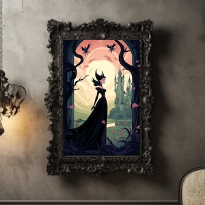 Digital Download - Reimagined Maleficent Art in Mary Blair&#39;s Style for Personal Printing (Non-Commercial Use Only)