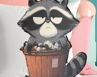 Sass Master Trash Panda Shaped Pillow | "I Regret Nothing" Raccoon | Unapologetically Cute Bandit | Throw Pillow (4 Sizes)