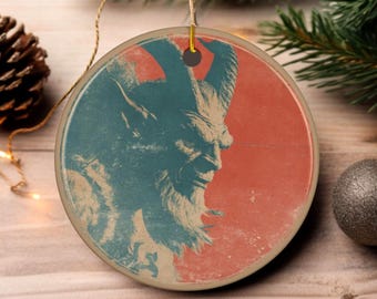 Atomic Era Krampus Ornament | 1950s Naughty List Christmas | Flat Vintage Style Decoration | Ceramic Gift | Perfect Gift for Krampusnacht
