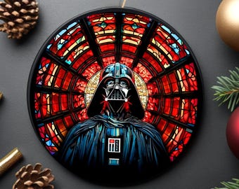 Rule The Dark Side Stained Glass Art Ceramic Double-Sided Ornament