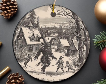 Victorian Krampus Ornament | Gothic Christmas Decor | Ceramic Gloss Finish | Perfect Gift for Mythology Lovers & collectors