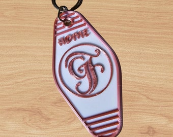 Magical Floridian Resort Vintage Style Keychain / "Home" at the Grand Floridian Keychain / White & Pink Retro Style Vacation Keychain