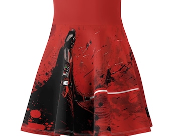 Darth Vader Lightsaber Skater Skirt - Gritty Graphic Novel Galactic Style | Dark Side Star Wars Skirt | Red Lightsaber Skirt