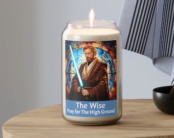 Il Saggio - Prega per l'altura, divertente candela da preghiera di Obi-Wan, 13,75 once/Obi Wan per la vittoria, candela da preghiera galattica
