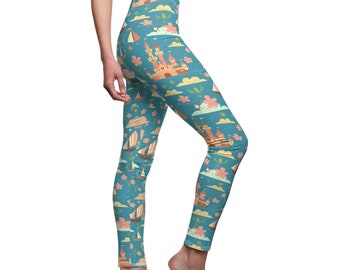 Neverland Flight Dreams Comfy Leggings for Parks Bounding / Flying High Over Neverland Fantasy Leggings