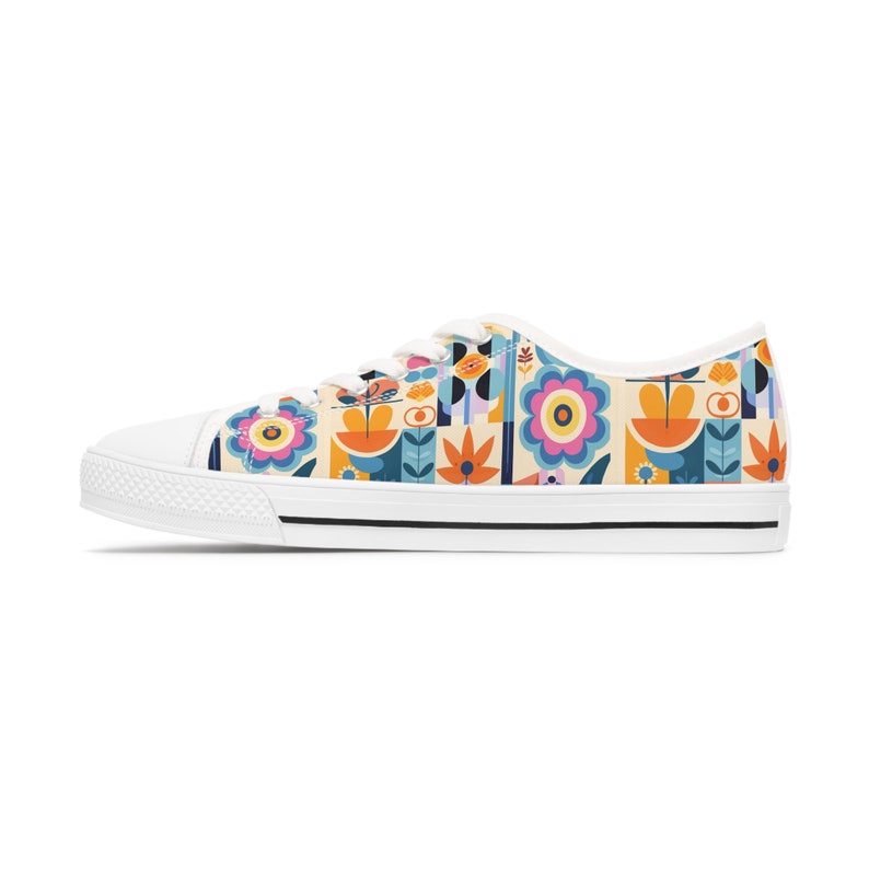Vibrant Garden: Women's Low Top Sneakers Mary Blair Inspired, Step Out In Style Into Our Small World image 4
