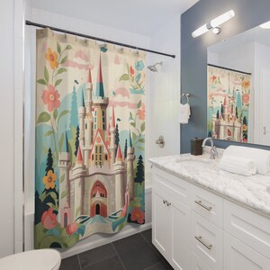 Enchanting Sleeping Beauty Castle Inspired by Mary Blair Shower Curtain - Embrace Whimsical Elegance!