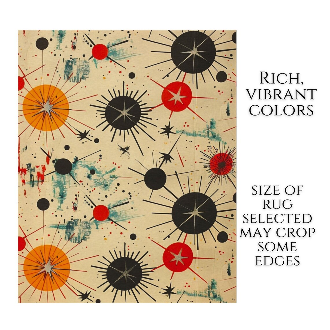 Fallout Floor Rug Midcentury Atomic Fallout Inspired Indoor/outdoor Rug | Colorful Retro ...