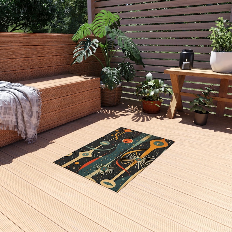 Atomic Midcentury Indoor/outdoor Rug | Fallout Style Retro Colorful ...