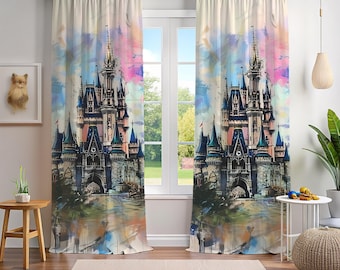 Burg Fenstervorhang, Fantasy Wohnkultur, verzauberte Raumdrapierung, Kinderzimmer Akzent, märchenhafte Geschenkidee