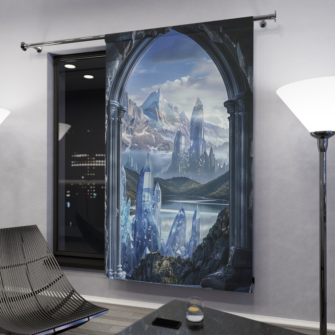 Window Blackout Curtain -#3 Fantasy Castle Window With Crystal ...