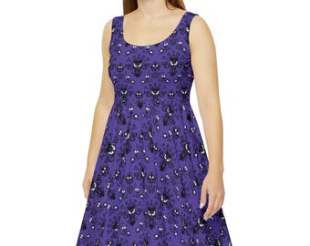 Haunted Mansion Wallpaper Inspired Skater Dress - Elegance Meets Haunting Style!