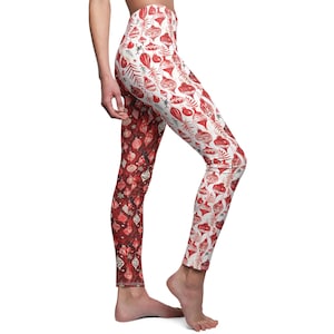 Leggings, Ugly Christmas Print, Women&#39;s Holiday Stretch Pants, Wrapping Paper Pattern, Festive Xmas Clothing, Winter Tights, Comfy Lounge